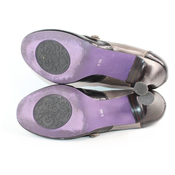 Bobbi Blu Anthropologie Black Leather Cap Heels - Picture 7 of 12